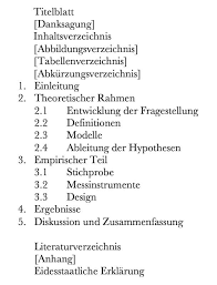 Inhaltsverzeichnis Bachelorarbeit Ideen Beispiele