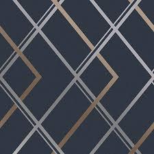 Luxe ribbon black silver wallpaper. Superfresco Easy Navy Geometric Textured Wallpaper Diy At B Q