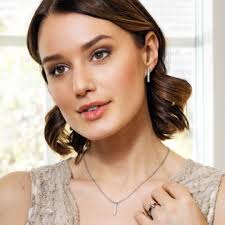 Curved Bar Pendant Earrings with Crystals