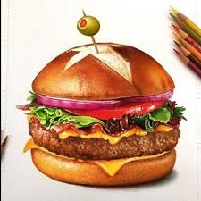 View all coloring pages from food category. Art Yummy Drawing Burger Realistic Amazing Work Worldwide Pablopicasso Pablo Picasso Realism Food Drawing Food Painting Food Artwork