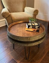 Wine Barrel Coffee Table Side Table Made From Recycled Etsy In 2020 Wine Barrel Furniture Barrel Coffee Table Wine Barrel Coffee Table