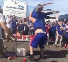 Bills Fans Absolutely Demolishes His Girlfriend By Slamming Her Through Table Video