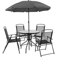 Patio dining set with bench and umbrella. Flash Furniture Nantucket 5 Piece Outdoor Patio Dining Set With Umbrella Black B2263481 Globalindustrial Com