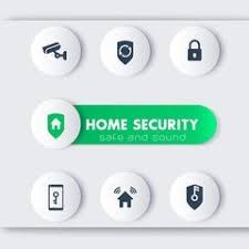 Home Security Icons Cctv House Security Mobile App Secure House Security Control Modern Round Icons Vector Illustration Home Security Security Home Photo