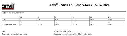 Anvil Size Chart New Season Merchandise