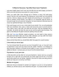 Root canal surgery has come quite a long way over the years. 7 Effective Recovery Tips After Root Canal Treatment Docx By Burzin Khan Issuu
