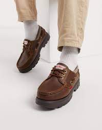 Classic triple stitching, kickers tabs and popular kickers fleurettes make each individual style of girl's kickers boots and shoes. Kickers Leather Lennon Boat Shoes In Brown For Men Lyst