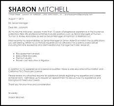 Senior Manager Cover Letter Sample Cover Letter Templates Examples