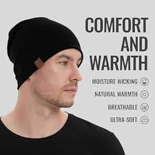 ACUSHLA 100% Merino Wool Cuff Beanie for Men & Women Knitted Winter Hat  Unisex Watch Cap Skull Wrap for Cold Weather, Black : Buy Online at Best  Price in KSA