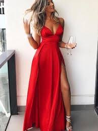 Pin On Side Slit Prom Dresses