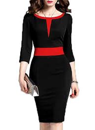 Woosea Women S 2 3 Sleeve Colorblock Slim Bodycon Business Pencil Dress X Large Black At Amazon Women S Cl Elegant Fashion Wear Womens Dresses Bodycon Dress