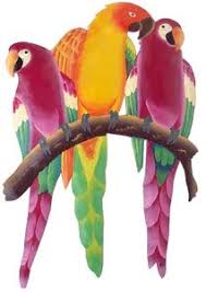 Parrots Metal Wall Art Hand Painted Metal Tropical Wall Hanging 24 X 16 Tropical Wall Art Tropical Wall Decor Tropical Home Decor