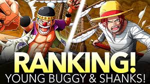 One piece shanks lamp shanks known as red hair shanks is luffy's inspirational mentor who pushed him to become a pirate. Young Buggy Shanks 15 Stamina Ranking Mission One Piece Treasure Cruise Global Youtube
