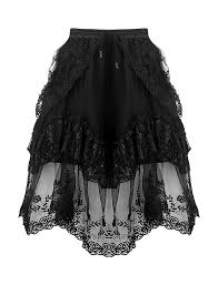 Cette taille n'est malheureusement pas disponible dans le coloris. Jupe Mi Longue Transparente Noire A Base Opaque Dentelle Et Broder Darkinlove Ebay