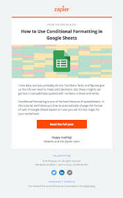 Zapier Sent This Email With The Subject Line Color Code Your Spreadsheets Automatically Read About This Email And Find More N Best Email Spreadsheet Coding