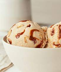 Honey Salted Caramel Almond Ice Cream Image Almond Ice Cream Ice Cream Maker Recipes Honey Roasted Almonds