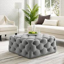 Adeco 34 inch square ottoman bench coffee table, button tufted upholstered linen fabric footrest stool for bedroom, living room, entryway, bottom storage space, beige. Inspired Home Lester Cocktail Table Ottoman Light Grey Linen Tufted Allover Square Caster Leg On93 03lg Hd The Home Depot
