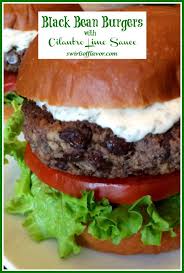 Black Bean Burgers With Cilantro Lime Sauce Recipe Vegetarian Burger Recipe Homemade Burger Recipe Bean Burger
