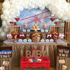 Vintage Airplane Baby Shower Party Ideas Photo 1 Of 24 Airplane Baby Shower Vintage Airplane Baby Shower Airplane Baby Shower Theme