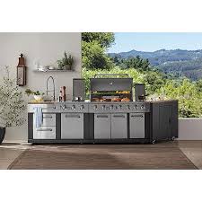 Modules are ordered and delivered complete with facing, countertops and appliances. Member S Mark 3 Piece Modular Outdoor Kitchen 5 Burner Grill Sam S Club