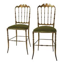 1950s Vintage Italian Brass Chiavari Chairs Upholstered In Schumacher Fabric A Pair Upholstered Chairs Chair Chiavari Chairs