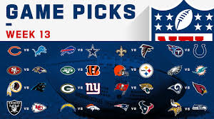 The national football league (nfl) is a professional american football league consisting of 32 teams, divided equally between the national football conference (nfc) and the american football conference (afc). Week 13 Game Picks Nfl 2019 Youtube