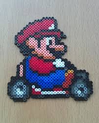 Super Mario Kart Bead Sprites Choose Luigi Or Mario Perler Bead Art Pony Bead Patterns Perler Bead Mario
