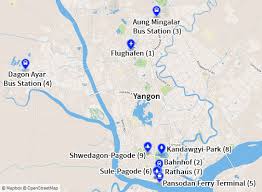 Administrative map of myanmar (burma) nations online project burma infos | einreise, klima, landkarte, reisetipps. Yangon Auf Der Karte Stadtplan Mit Wichtigen Orten