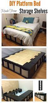 Diy Platform Bed Made From Storage Shelves Pallet Furniture Bedroom Platform Bed With Storage Bedroom Diy