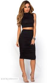 Leighton Black Midi Pencil Skirt And Crop Top 2 Piece Dress Set Piece Dress Set Dress Midi Skirt Pencil