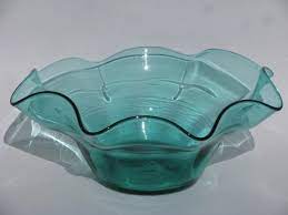 You'll receive email and feed alerts when new items arrive. Retro 60s 70s Vintage Hand Blown Art Glass Bowl Aqua Blue Colored Glass