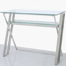 Target marketing systems glass computer desk can be extremely alluring at least in terms of design. Dylan Stainless Steel Clear Glass Computer Desk Computer Table