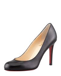 Christian Louboutin Simple Round Toe Kidskin Red Sole Pump Black