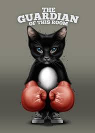 Displate Poster The Guardian Cat Cat Kitten Cute Guardian Fighter Decor Funny Animal Caricature Animal Posters Cute Cartoon Wallpapers