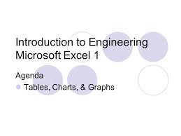 Introduction To Engineering Microsoft Excel 1 Agenda Tables