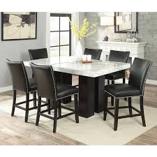 Gabriel counter height dining table with storage pedestal base cappuccino. Steve Silver Camila 7 Piece Counter Height Dining Set With Marble Table Top Wayside Furniture Pub Table And Stool Sets