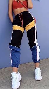 Black And Yellow Cargo Pants Pants Bright Tracksuit Casual Funny Black Yellow Blue White Sweatpants Black Pants Red Oversized Joggers Sporty Outfits Trendy Outfits Hipster Outfits