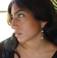 Long Labradorite Earrings, Geometric Gemstone Statement Earrings, Blue  Flash Labradorite, Handmade Earrings, Long Beaded Earrings