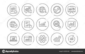 Analytics Line Icons Reports Charts Graphs Data Statistics