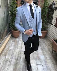 Terziademaltun Italyan Stil Slim Fit Erkek Ceket Yelek Pantolon Buz Mavisi Takim Elbise T24 Fashion Suits For Men Stylish Mens Suits Designer Clothes For Men