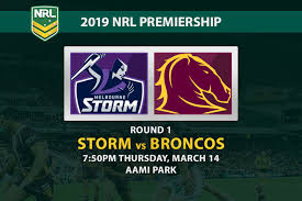Heading into the match the storm hadn't lost in the opening round in the 16 years bellamy had been at the helm, and in the first half that looked likely to. Melbourne Storm Vs Brisbane Broncos Nrl 2019 Round 1