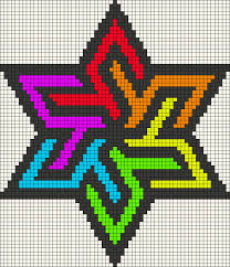 Rainbow Stained Glass Star Perler Bead Pattern Chart Graph