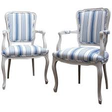1stdibs Fabric Wood 1960s Blue Striped Vintage Baroque Armchair Armchair Vintage Furniture White Dining Chairs
