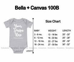 Bella Canvas 100b Baby Bodysuit Size Chart Newborn Infant Toddler Unisex One Piece