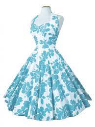 Please check the measurement below, just for referencesizes: 1950s Halterneck Turquoise Floral Dress From Vivien Of Holloway