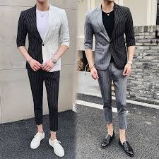 The most common unique mens suit material is metal. Designer Nightclub Mens Prom Suits Office Dress Stylish Costume Homme 2019 Unique Smoking Suits Black And White Summer Suits Men Suits Aliexpress