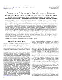 Pdf Recovery And Performance In Sport Consensus Statement
