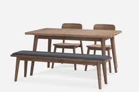 It features a rectangular table, 3 chairs and wide bench. Seb Extendable Dining Table With Bench And 2 Chairs Castlery Singapore