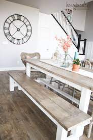 Diy Farmhouse Table And Bench Farmhouse Dining Room Farmhouse Dining Rustic Farmhouse Table