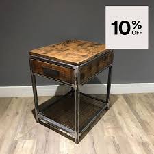 Industrial Bedside Table Wood And Metal End Table Rustic Furniture Industrial Bedside Tables Wood End Tables